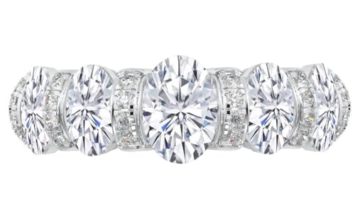 1-7 Carat Oval 14K White Gold Natural Diamond and Diamond Wedding Band (AAAA Heirloom Quality)2