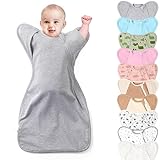 Knirose 3-Way Wearable Swaddle Blankets Sleep Sacks with Arms Up, Hands Up Sleeping Sack Easy Diaper Changing Sleeping Bag for Baby Boy Girl Newborns Transitions to Arms-Free Calms Startle Reflex