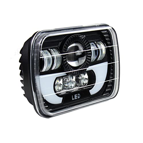 5X7 6X7 Polegada Led Head Light High Low Beam Anjo Olhos DRL Para Jeep Wrangler YJ Cherokee XJ H6054
