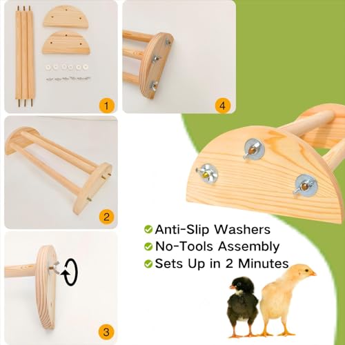 Image of Bird Chicken Perch Roosting Pole, Extra Long Safe Stand for Chicks and Hens, Training Wooden Perches for Mini Baby Chicks, Fun Toys