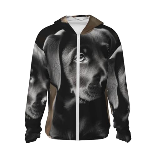 LZQPOEAS Sun Protection Hoodie Black Labrador Puppy Jacket Lightweight Long Sleeve Sun Shirts for Outdoor Hiking X-Large