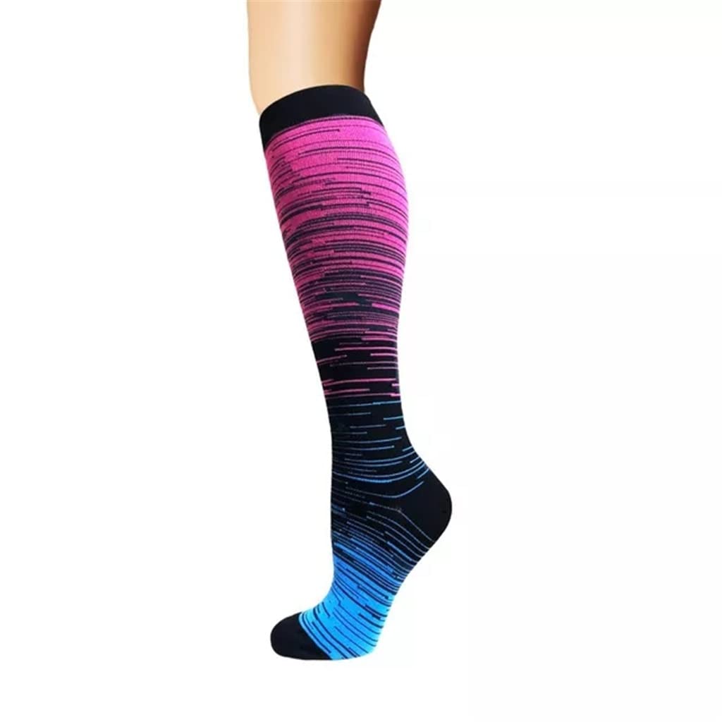 Kompressionsstrümpfe, Golfsocken, Fußballsocken, langer Schlauch, Outdoor-Sport, leuchtende Farben, Wandern, Laufen, Fitness