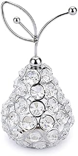 Tolida Sparkly Crystal Pear Fruit Ornament Artificial Fruit Sculpture Figurine Centerpiece Decor for Home Dining Table, Wedding/ Birthday Party (Pear, Silver)