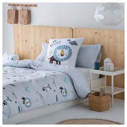 COTTON ARTean Funda Nórdica Infantil Juvenil OH Baby algodón percal 180 Hilos Reversible Funda de edredón para Cama de 90 (150x260 cm) + 1 Funda de Almohada (45 X 110 cm) Color Gris