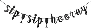 SIP SIP HOORAY Party Banner, Black Paper Sign For Bachelorette/Engagement/Wedding/Bridal Shower/Birthday Party Decors