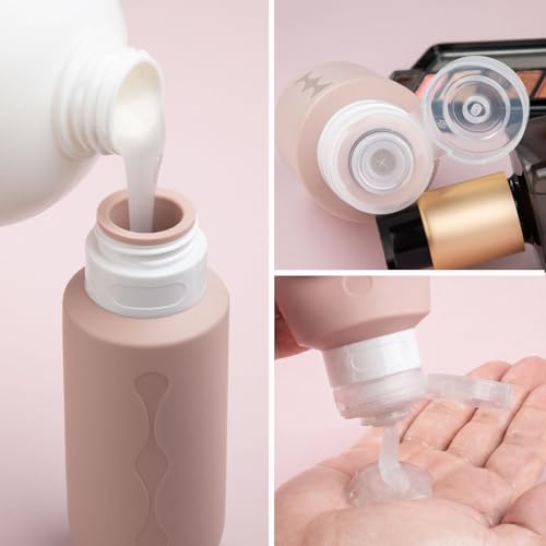 Image of Gemice Travel Bottles for Toiletries, Tsa Approved Travel 6oz Size Containers with Clear Bag, BPA Free Leak Proof Travel Tubs Refillable Liquid Travel Accessories for Cometic Shampoo Lotion