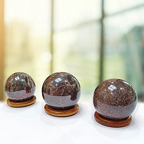 Image of Shubhanjali Healing Crystal Stone Sphere Vastu Natural Garnet Crystal Sphere Ball Crystal Garnet Stone Sphere for Home Decor Showpieces Table Decor Meditation 200-250 Gm