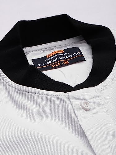 Image of The Indian Garage Co Men Cotton Regular Fit Placement Print Half Sleeves Baseball Collar Casual Shirt