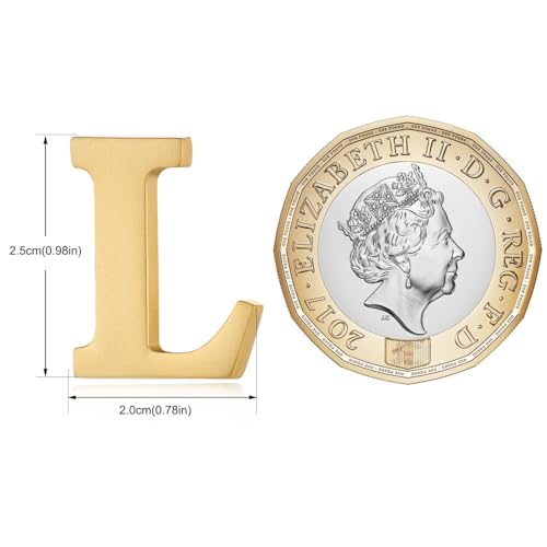 Image of HONEY BEAR Mens Womens Initial Alphabet Letter Lapel Pins Collar Badge Brooches for Business Wedding Graduation Gift Matte Gold 0.59 inches