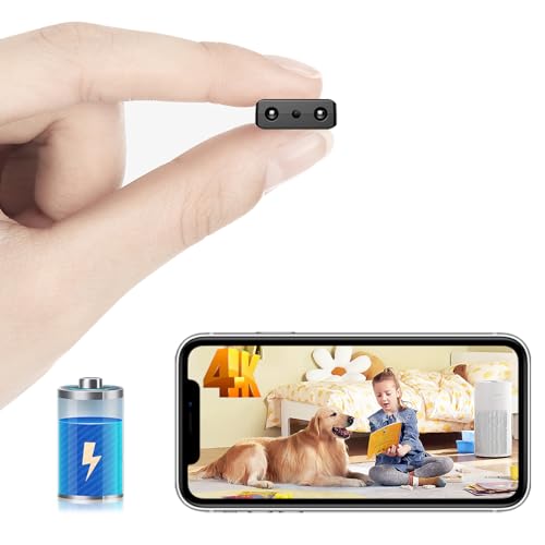 WCFHS ?Free 64G? Smallest Wireless WiFi Battery Camera,Concealed Coin Size,Spy Camera,HD4K Portable Video Recording Live Feed,Pet Camera for Baby Monitor,Night Vision,Motion Detection, Cloud Storage