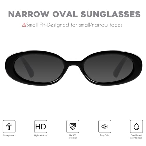 mosanana Retro Tiny Oval Sunglasses for Women with Small Face Narrow Style MS523602