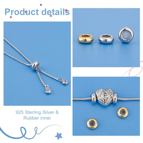 PH PandaHall 4Pcs 925 Sterling Silver Stopper Beads - Image 4