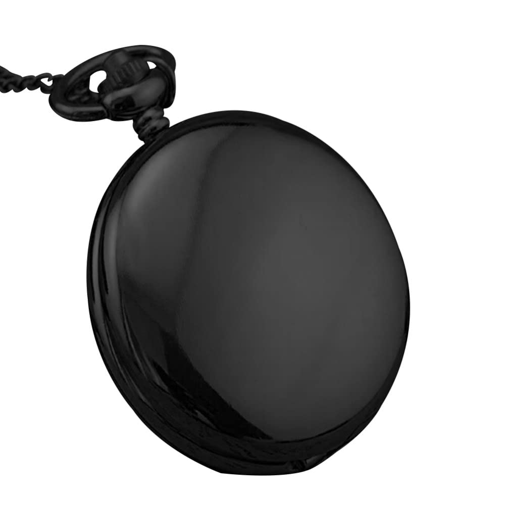 LIDCOM Reloj de Bolsillo con Cadena de Cuarzo analógico con números árabes y Esfera Redonda Lisa Retro Unisex