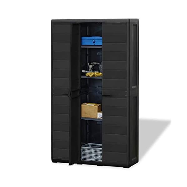 vidaXL Gartenschrank 4 Regale Geräteschrank Geräteschuppen Kunststoffschrank – Bild 5