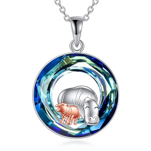 Collier cristal bleu hippopotame cadeau anniversaire idéal