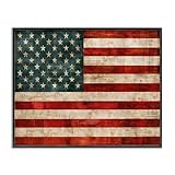 Stupell Industries 'US American Flag Rustic', Framed Giclee Art, Black, 20 x 16 Inches, Easy to Hang and Sturdy, Made in USA, by Luke Wilson