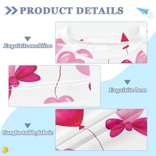 ALAZA Kids Rash Guard Girls Toddler Swim Shirts Short Sleeve Love Balloon UPF 50+ 3T3