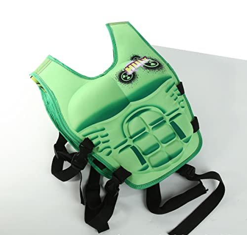 Kids Swimming Vest Life Jacket Learn-to-Swim Buoyancy Aid Vest Children Float Vest Kids Swimming Training Jacket Learn to Swim for Boys Girls Begin to Swim 3D Cartoon Swim Vest (Green,Medium)