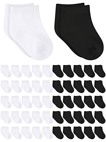 Image of Xuhal 50 Pairs Preemie Socks Baby Cotton Socks Bulk Newborn Ankle Socks Unisex Baby Socks Stretch Socks for Newborn Baby Boys Girls (Black, White, 0-6 Months)