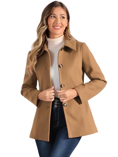 Manteau d'hiver chaud boutonné Allegra K veste longue de bureau pour femme