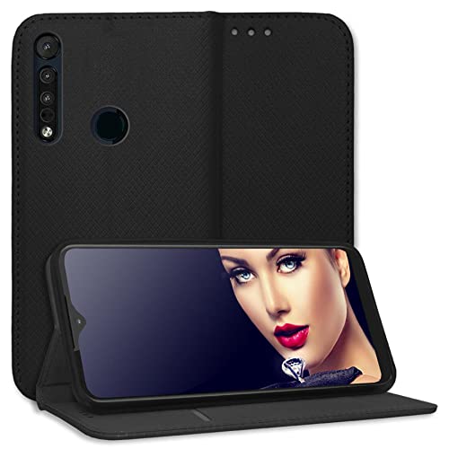 mtb more energy® Funda Bookstyle para Motorola One Macro (6.2'') - Negro - Cuero sintético - Carcasa Estuche Wallet Case Cover