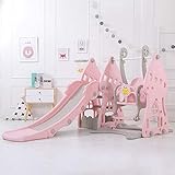 MCY Tobogán De Interior para Niños, Jardín Infantil, Tobogán Multifuncional para Interiores para Niños, Juguetes De Plástico para Jardín De Infantes con Columpio para Bebés (Color : Rosado)