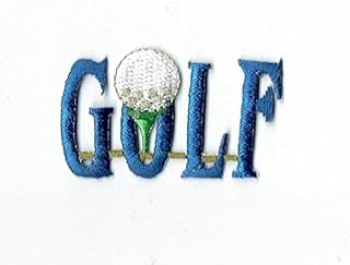 Blue Golf Word Tee Ball Embroidered Iron on Patch