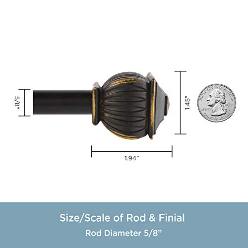 Kenney 5/8" Beckett Decorative Window Curtain Rod, 48-86", Oil Rubbed Bronze #TOP2