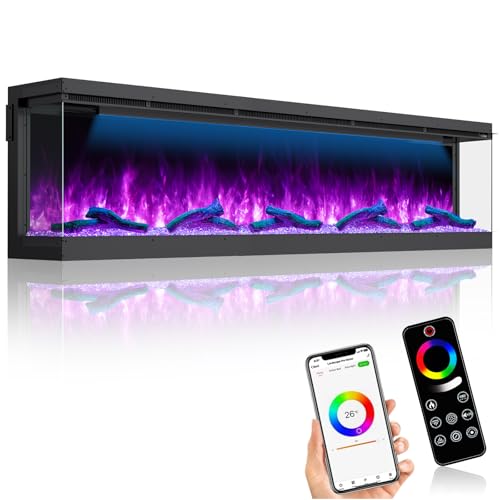 HIRESC 80 Inch 3 Sided Smart WiFi Electric Fireplace Insert