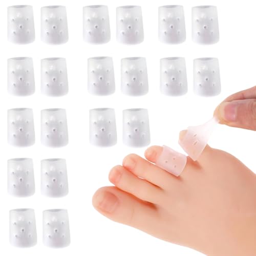 VAEIORP 20 Stück Gel-Zehenschutz – atmungsaktiv, weich, für Männer und Frauen, gegen Hühneraugen, Blasen, Schmerzlinderung (mit Löchern)