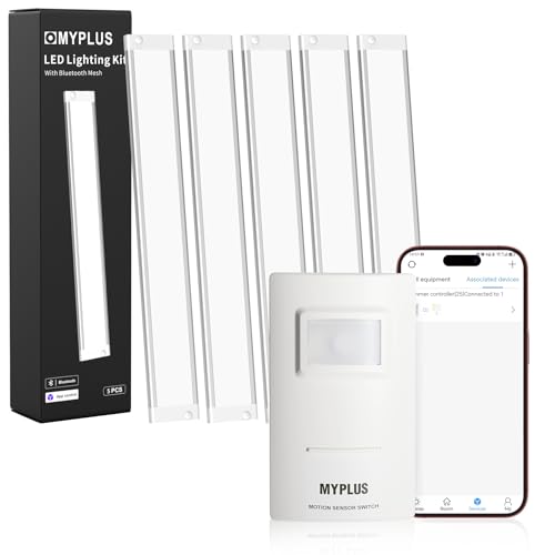 LED Under Cabinet Lighting Kit and Motion Sensor Switch, Pairable 5 Ultra Thin 12 Inch Light Bars for Kitchen, Cupboard, Workbench, Desk