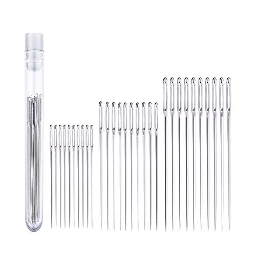Feihong 30Pcs/Lot Large Eye Stitching Needles Hand Sewing Needles 3 Sizes In Clear Storage Tube With 2 Pcs Needle Threaders #TOP1