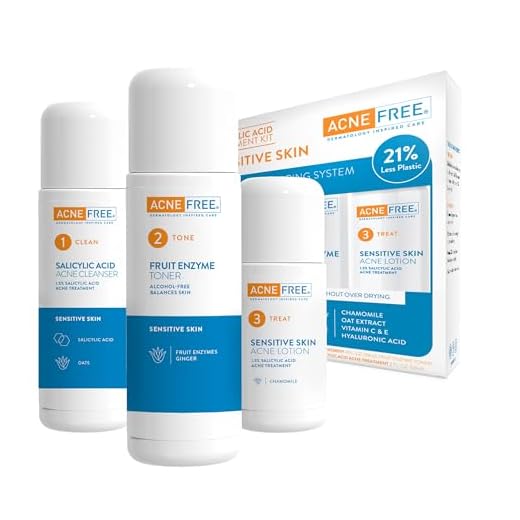 Acne Free 3-Step Acne Treatment Kit with Salicylic Acid Face Wash, Alcohol-Free Toner, & Benzoyl Peroxide Lotion for Sensitive Skin and Fighting Breakouts, 24 Hour Face Clearing System