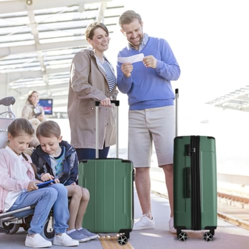 Luggage Set 2 Pieces, Suitcases, Hard Shell ABS, Lightweight Expandable (28 Inches Only) Dual Wheel Suitcase, Carry-on Luggage, Zipper Compartment, TSA Lock, Set of 2 (20/28), Green 7