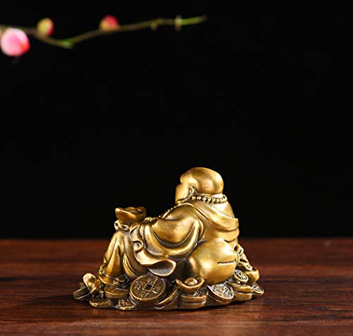 Brabud Brass Sitting Laughing Buddha With Money Frog Protect House Peace Wealth Decoration Tq163 #TOP5