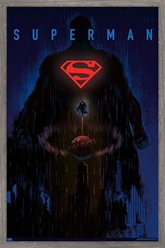 Trends International DC Comics: Dark Artistic - Superman Wall Poster, 22.4L x 14.7W, Barnwood Framed Version