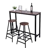US Fast Shipment Quaanti Pub Bar Table,Counter Height Dining Table,Dining High Top Table,Industrial Kitchen Bar Table Chairs Stools Set for Small Space,Breakfast Nook,Dining Room,Living Room (Brown)