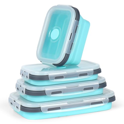 XSUPER Faltbare Frischhaltedosen mit Deckel, 4er-Set, Silikon, für die...
