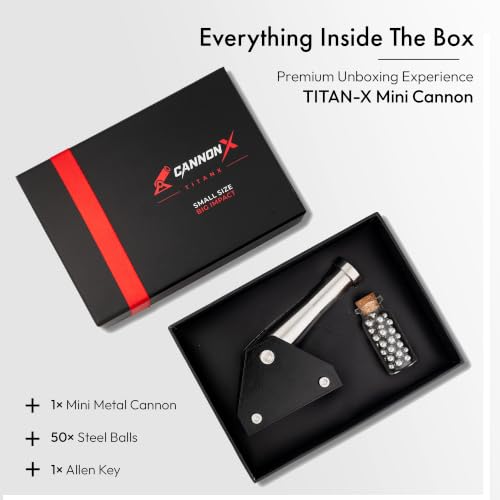 Image of CANNONX Titan-X Mini Cannon Showpiece | Premium Metal Desk Decor | 304 Stainless Steel Barrel & Aluminium Base | Military Gift for Men | Obsidian Black