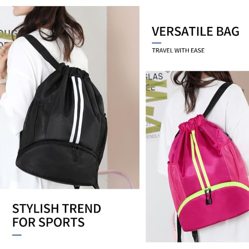 Image of JELUTAR Drawstring Backpack Gym Bag with Shoes Compartment