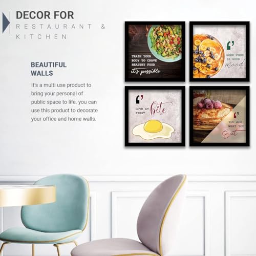 Image of kotart - Cooking Quotes Wall Posters With Frame for Restaurant, Cafe and Kitchen Decor - Framed Poster for Home (13x13 inch, Framed) Set of 4 (Art 9, Big)
