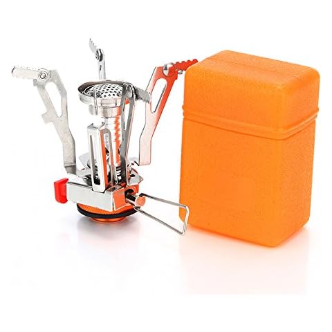 SPOTACT Outdoor Mini Gas Camping Stove Burner Compact Foldable Portable Furnace Collapsible Ideal Cookware for Camping Hiking Fishing Backpacking Cover