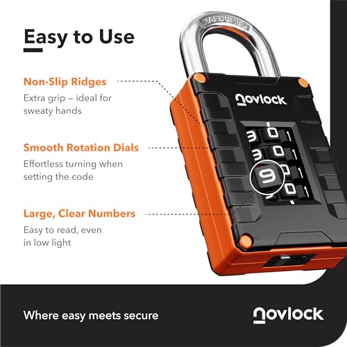 Cadenas à code haute résistance pour portail et clôture extérieure lot de 4 - 6