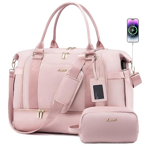 Image of Gym Bag for Women LOVEVOOK Travel Duffel Bag with USB Charging Port,Weekender Bags for Women with Shoe Compartment,Carry on Overnight Bag with Toiletry Bag,Hospital Bags for Labor and Deliver