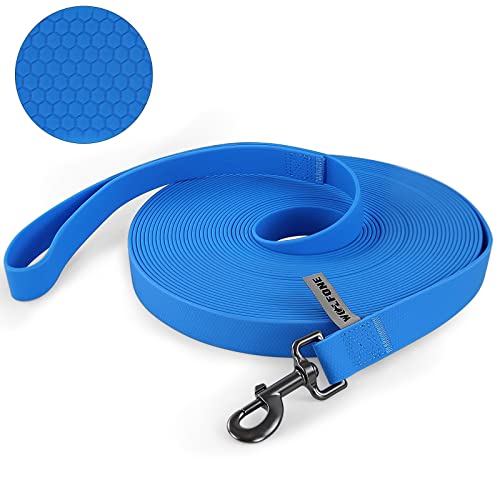 Wolfone Schleppleine für Hunde，15m Blau wasserdichte Lange Rückruf Hundeleine mit Anti-Rutsch-Griff, Heavy Duty robuste Ausbildung Hundeleine für Outdoor-Aktivitäten