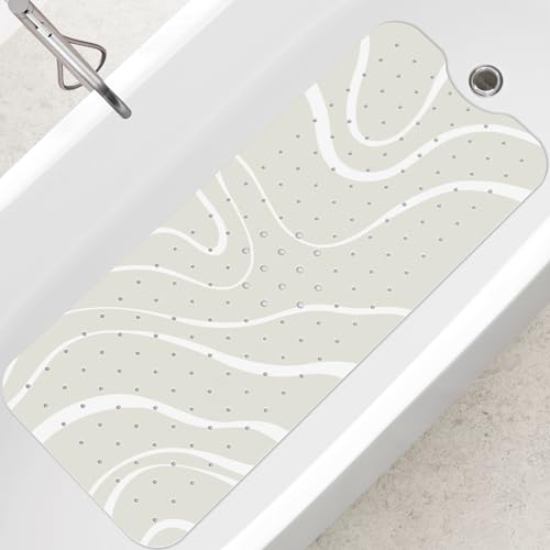 SHUCHING Badewannenmatte rutschfest, 100 X 40 cm Extra Lang Badewanne Rutschmatte, Duschmatte rutschfest für Badezimmer Maschinenwaschbar, Fließende Linien