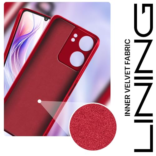 Image of WOW IMAGINE Back Cover for Xiaomi Redmi 13C 4G | Poco C65 | Ultra Slim Soft Rubberised Case | Inner Velvet Fabric Lining | Matte Silicone Flexible Mobile Case | Camera Protection - Crimson Red