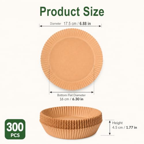 300PCS Air Fryer Liners Disposable, 8 Inch Universal Round Non-Stick Air Fryer Parchment Paper for 5-8 qt Basket, Unbleached Grease Resistant Liners for Baking and Roasting (6 Inch) - Image 8