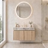 Yarneliosa 30 inch Light Oak Floating Vanity