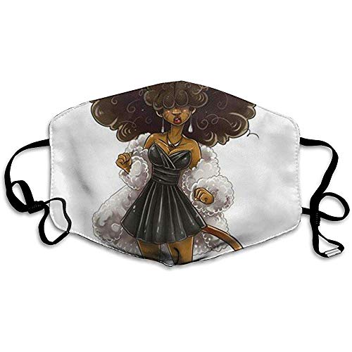 Preisvergleich Produktbild Mundmasken Cartoon African Woman Pattern Unisex Anti-Staub waschbar Wiederverwendbare Mundmaske Modedesign für Mädchen Frauen Jungen Männer